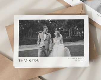 Wedding Thank You Folded Card, Postcard Thank You Cards Wedding, Post Card Wedding Thank You, Thank You Card, Simple Wedding Card With Photo