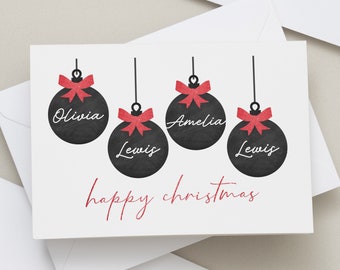 Friends Christmas Card, Personalised Family Christmas Card, Happy Christmas Card With Family Names, Christmas Card Family Friend, Xmas Gift