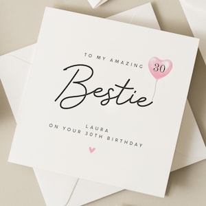 Gepersonaliseerde 30e verjaardagskaart voor beste vriend, Bestie dertigste verjaardagskaart voor haar, 30e verjaardagskaart, 30e verjaardagscadeau voor BFF afbeelding 1