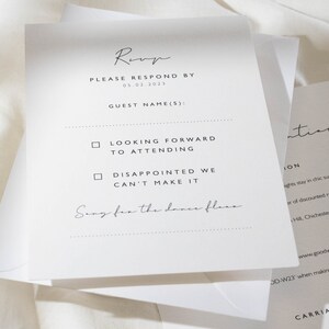 Simple Vellum Wedding Invitation Set, Personalised Elegant Wedding Invitation with Bellyband, RSVP, Wax Seal & Vellum Wrap 'Olivia' SAMPLE image 6