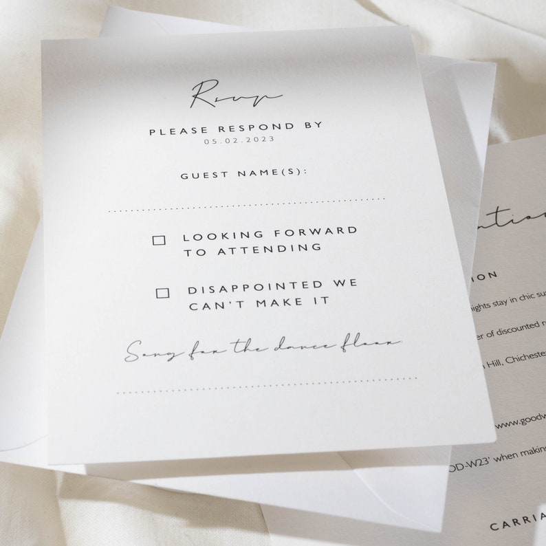 Simple Vellum Wedding Invitation Set, Personalised Elegant Wedding Invitation with Bellyband, RSVP, Wax Seal & Vellum Wrap 'Olivia' SAMPLE image 6