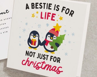Best Friend Christmas Card, Merry Christmas Card For Bestie, Christmas Card For Best Friend, Seasonal Greeting Card, Christmas Gift CC817