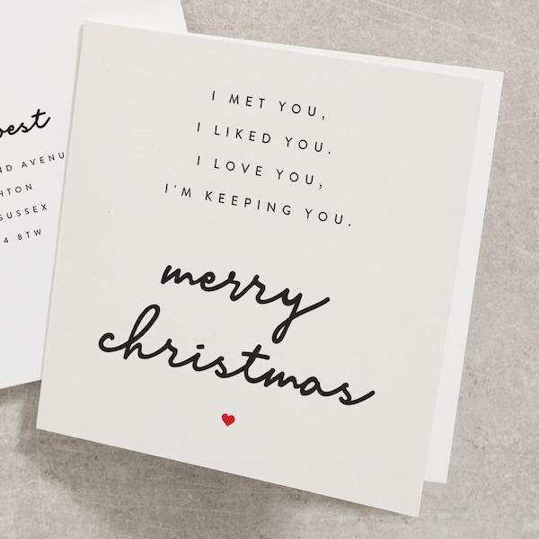 Love You Christmas Card for Him, Romantic Christmas Card for Her, I Love You Poem Christmas Card For Boyfriend, Husband, Wife, Partner CC589