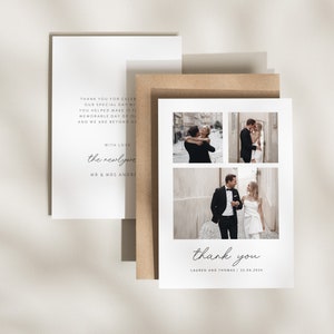 Wedding Thank You Cards, Thank You Cards Wedding, Wedding Thank You, Thank You Wedding Card, Thank You Card, Simple Wedding Card With Photo A6 Double Sided Card