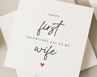 First Valentine's Day As Wife, For Wife On First Valentines, Romantic Valentines Day Card for Her, Valentine's Day Gift For Wife