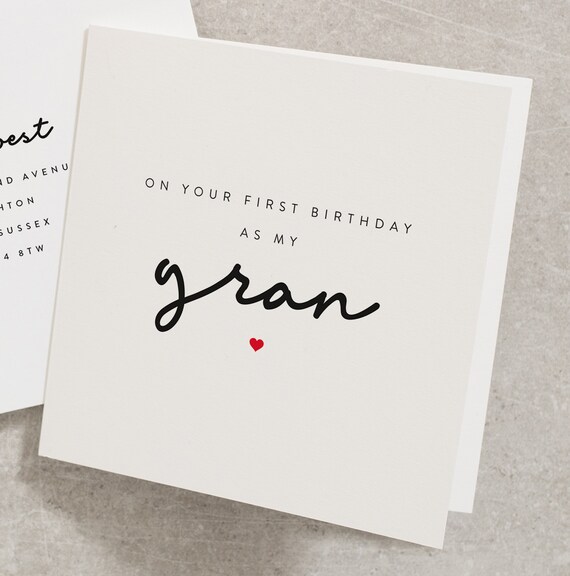 First Birthday as Gran Card First Birthday Gran Card Baby to