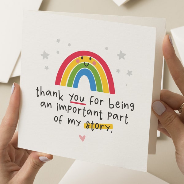 Teacher Thank You Card, End of Term Gift For Teacher, Rainbow Teacher Thank You Card, Wonderful Teacher Card, End Of School Card