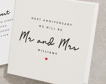 Beim nächsten Jubiläum werden wir Mr und Mrs Card sein, personalisierte Jubiläumskarte für meinen Verlobten und meine Verlobte, Jubiläumskarte für meinen Partner AN007