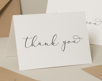 Simple Wedding Thank You Card With Envelopes, Wedding Thank You Postcards, Wedding Thankyou Cards, Simple Wedding Cards