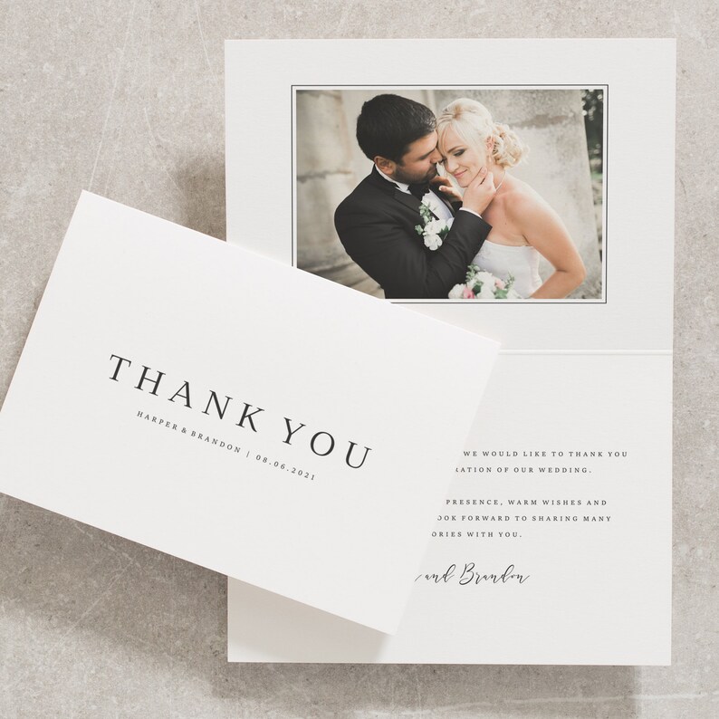 Simple Thank You Cards Grey Wedding Thank You Cards With Etsy UK