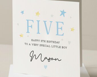 Personalised 5th Birthday Card For Grandson, Nephew Fifth Birthday Card, 5th Birthday Card For Son, Boy Birthday Gift, Birthday Boy