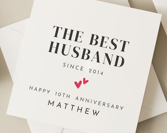 10th Wedding Anniversary Card For Husband, Husband Anniversary Card, Tenth Wedding Anniversary Card, Anniversary Gift For Husband, For Man