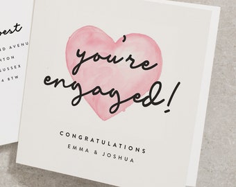 You're Engaged Personalisation Card, Congratulations On Your Engagement Card, Congrats On Your Engagement Card, Newly Engaged Card EN035