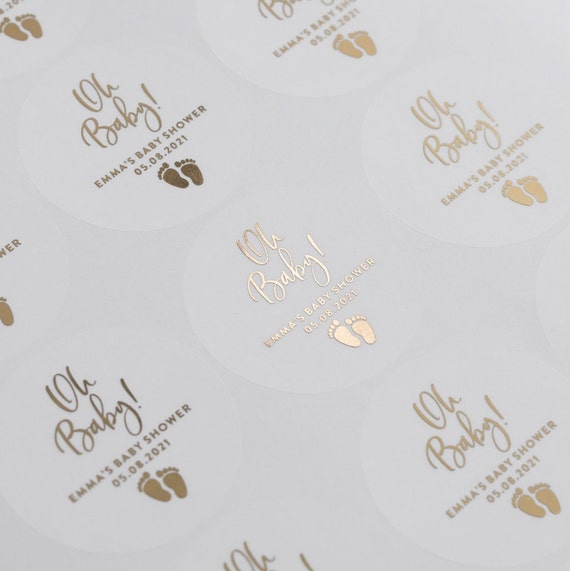 Personalised Baby Foiled Baby Shower Stickers for - Etsy