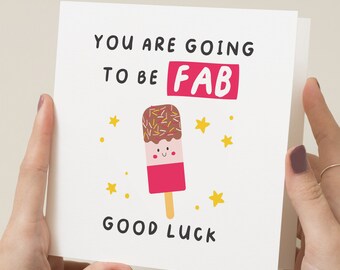 Good Luck Card For Friend, You Will Be Fab Card For Colleague, New Job Card, Coworker Good Luck Gift, Simple Good Luck Card To Friend