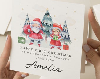 First Christmas As Nan and Grandad Card, Nan and Grandad Christmas Card, Personalised Xmas, Christmas Gran and Grandpa Card, Grandparents