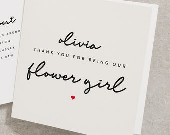 Personalised Thank You For Being Our Flower Girl Card, With Envelope, Any Name, Flower Girl Thank You Card, Wedding Thank You WY063