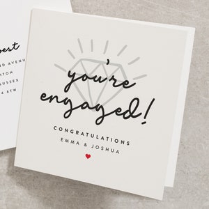 You're Engaged Card, Congratulations On Your Engagement Card, Engagement Card With Personalisation, Happy Couple Engagement Card EN044 image 1