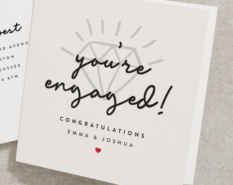 You're Engaged Card, Congratulations On Your Engagement Card, Engagement Card With Personalisation, Happy Couple Engagement Card EN044