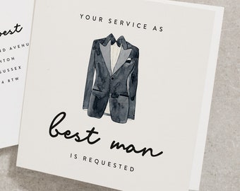 Your Service As Best Man Is Requested, Wedding Card, Proposal Wedding Card, For Best Man, Best Man Card, Suit Up, With Envelope WY048