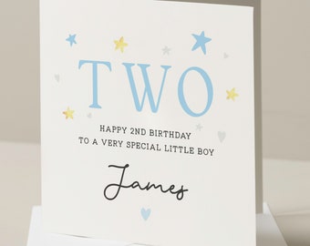 Personalised 2nd Birthday Card For Grandson, Nephew Second Birthday Card, 2nd Birthday Card For Son, Boy Birthday Gift, Birthday Boy