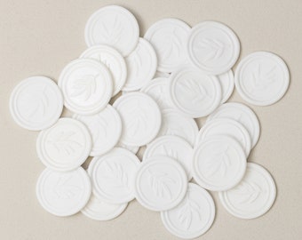 White 'Botanical' Self Adhesive Wax Seal Stickers for Wedding, Wax Seal Stamps, UK Envelope Wax Seal Stickers, Invitation Envelope Stickers