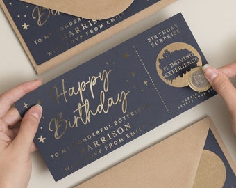 Gold Foil Scratch Card Gift Voucher, Birthday Gift Voucher, Surprise Gift Birthday, Scratch Card, Birthday Surprise Voucher, Gift Ticket