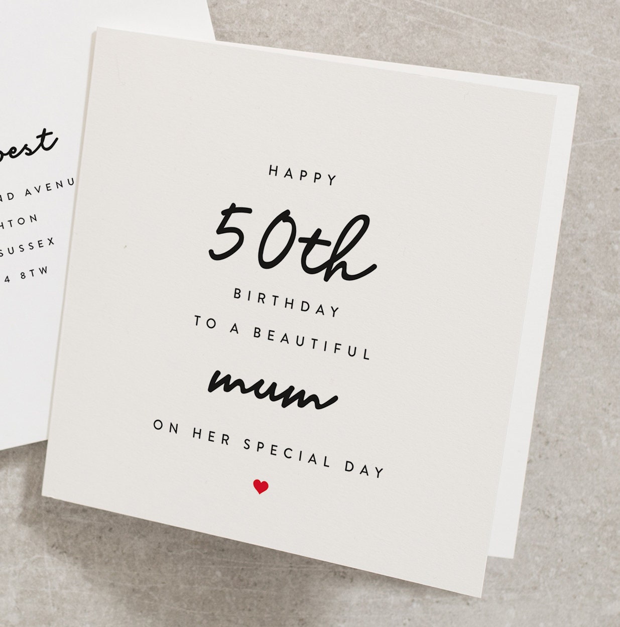 Large To Mum with love Happy 50th Birthday Card 
