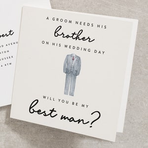 A Groom Needs His Brother On His Wedding Day, Best Man Card, Will You Be My Best Man, For Brother, Wedding Card, Proposal Ideas WY041 image 1