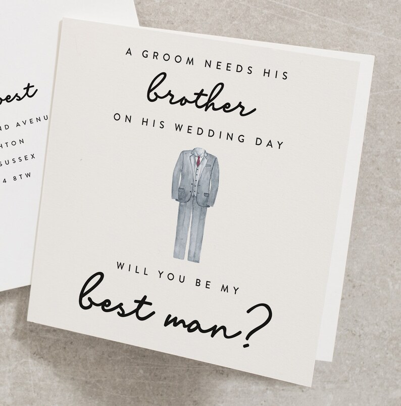 A Groom Needs His Brother On His Wedding Day, Best Man Card, Will You Be My Best Man, For Brother, Wedding Card, Proposal Ideas WY041 image 1