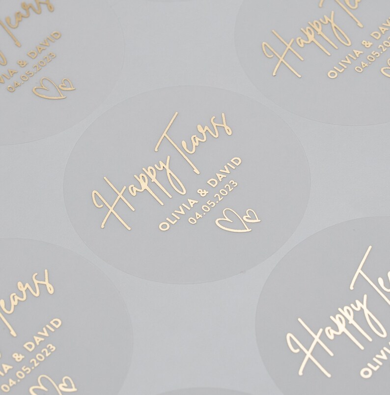 Happy Tears Wedding, Foil Wedding Favour Stickers, Wedding Tissue Stickers, Your Happy Tears Stickers, Wedding Favour Stickers, 37mm ST024 image 2