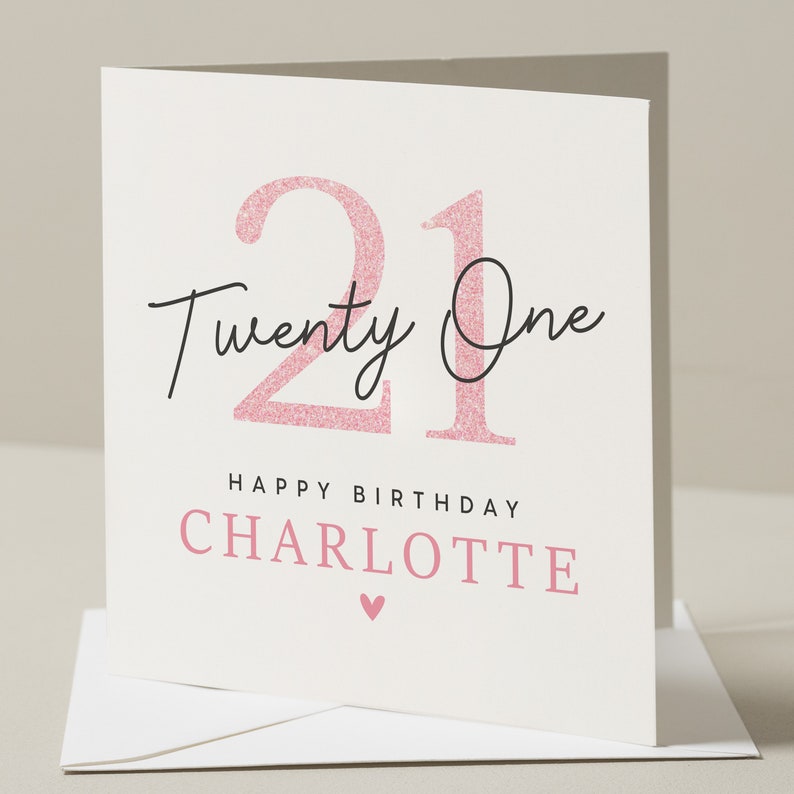 21st Birthday Card For Daughter, Twenty First Birthday Card For Girlfriend, Personalised Birthday Card For Her, 21st Birthday Gift image 1
