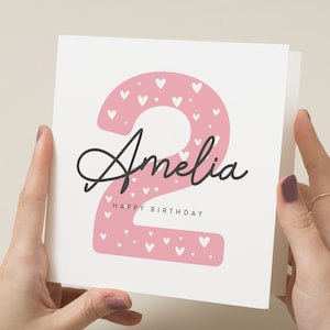 Personalised 2nd Birthday Card For Daughter, Happy Birthday Granddaughter Card, 2nd Birthday Card For Niece, 2nd Birthday Card
