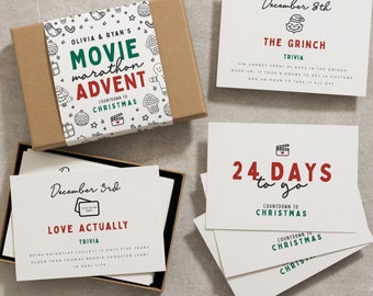 Kerstadventskalender voor volwassenen, familiefilm-adventskalender voor hem of haar, film Christmas Countdown Box Ideas Advent UK 2023