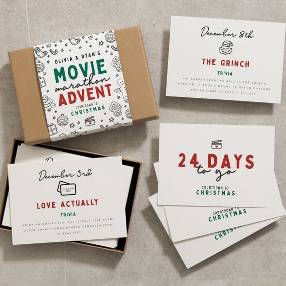 Christmas Advent Calendar for Adults Family Movie Advent - Etsy