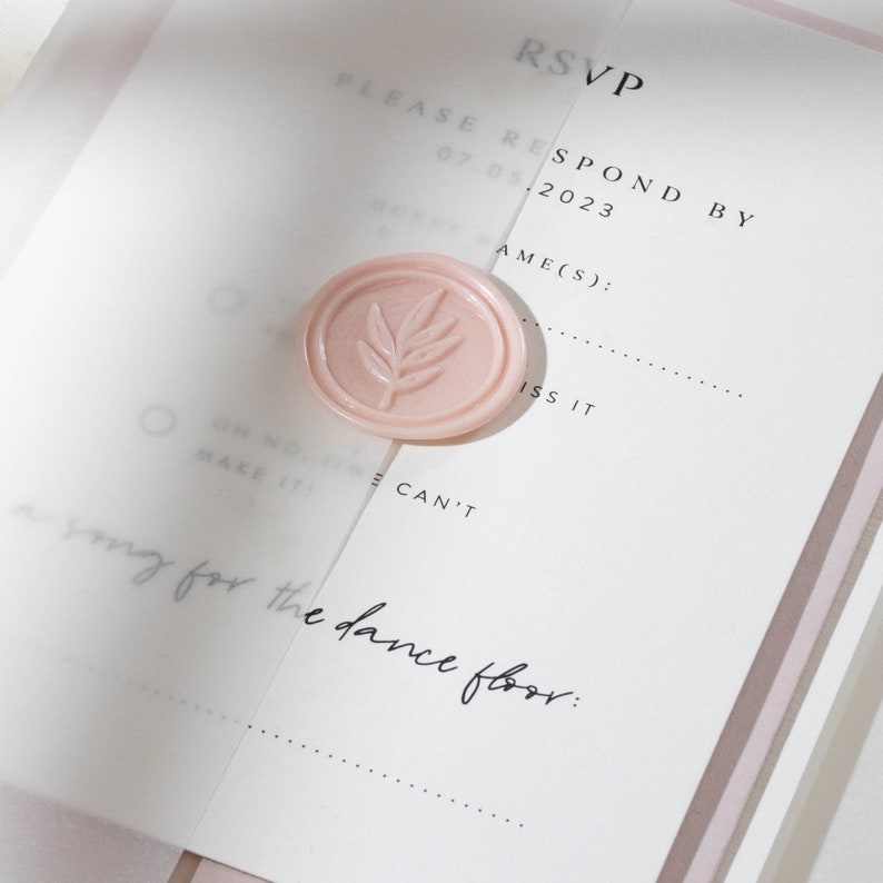 Blush Wedding Invitation Suite, Vellum Wedding Invitations Set with Pink Envelopes & RSVP, Modern Wedding Invite Bundle 'Chelsea' SAMPLE image 3