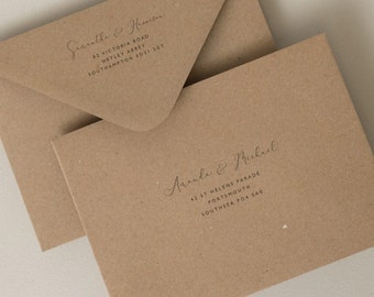 Printed Kraft Envelopes C6, C5 or 5x7, Recycled Invitation Envelopes, RSVP Envelopes Colorplan, Guest Address Envelope Printing