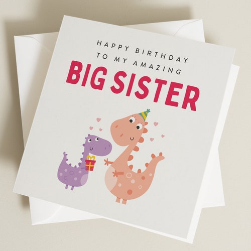 Big Sister Birthday Card Happy Birthday for Sister Sister - Etsy
