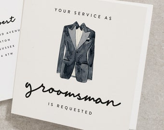 Simple Groomsman Card, Your Service As Groomsman Is Requested, Groomsman, Wedding Card, Will You Be My Card, Request Card, For Him WY049