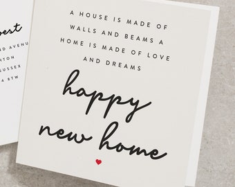 Happy New Home Card, Congratulations On Your New Home Card, Housewarming Card, Happy Moving Day Card, New Home Card For Friends NH011