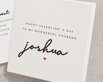 Personalised Husband Valentines Day Card, To My Wonderful Husband Valentines Day Card, Add Custom Name to Husband Valentines Card VC057