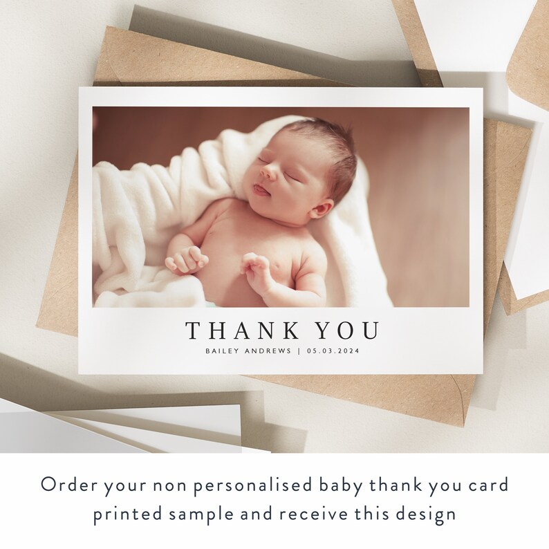 Cartes de remerciement de bébé, cartes de remerciement de bébé multi-photos, cartes de remerciement de bébé avec photos, cartes de remerciement de bébé nouveau-né, carte de remerciement personnalisée 1 (Non Personalised)