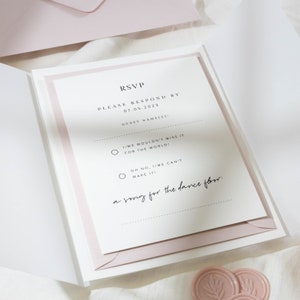 Blush Wedding Invitation Suite, Vellum Wedding Invitations Set with Pink Envelopes & RSVP, Modern Wedding Invite Bundle 'Chelsea' SAMPLE image 4
