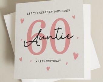 Verjaardag tante kaart, 60e verjaardagskaart voor tante, tante 60e verjaardagscadeau, tante zestigste verjaardag, mijlpaal verjaardag