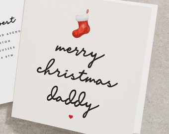 Merry Christmas Daddy Card From The Kids, Cute Stocking Xmas Card, Christmas Card For Dad From Him , Daddy Christmas Card From Her CC397