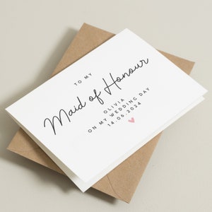 Personalised Maid Of Honour Card, To My Maid Of Honour On My Wedding Day, Thank You Maid Of Honour Card, Thank You Gift For Maid Of Honour