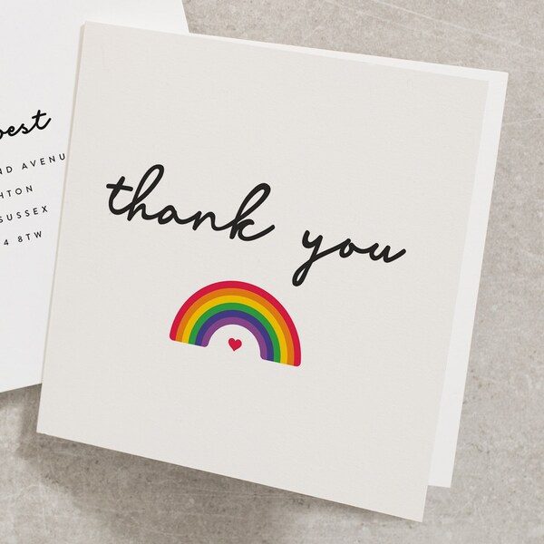 Rainbow Thank You Card For Best Friend, Thank You Greeting Card For Teacher, Mum, Key Worker Rainbow Thank You Card, Nursery Thank You TY010