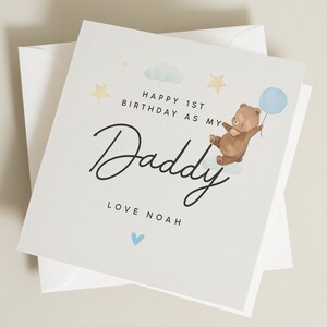 Birthday Card for Daddy, 1st Birthday As My Dad Card, Special Birthday Card For Papa, Card From Baby, New Dad Gift, Baby Bear Balloon