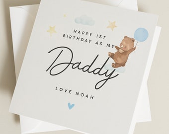 Birthday Card for Daddy, 1st Birthday As My Dad Card, Special Birthday Card For Papa, Card From Baby, New Dad Gift, Baby Bear Balloon