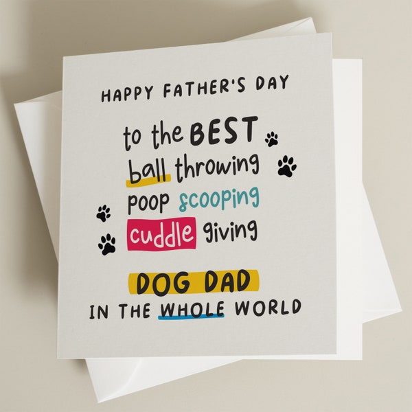 Fathers Day Card From The Dog, Dog Dad Card For Him, Happy Fathers Day, To The Best Dog Dad, Dog Parent Card, Dog Dad Card, Gift From Dog